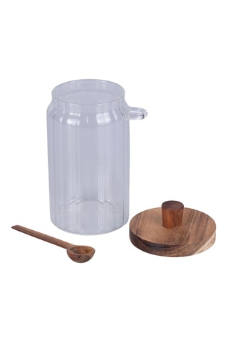 Boîte de conservation en verre borosilicate avec couvercle et cuillère acacia - 75 cl