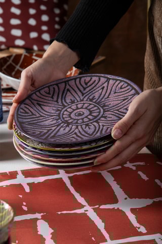 4 assiettes plates en céramique - 22 cm