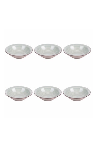 6 assiettes creuses en grès - 21,2 cm