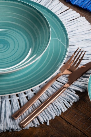 6 assiettes plates en porcelaine - 27 cm