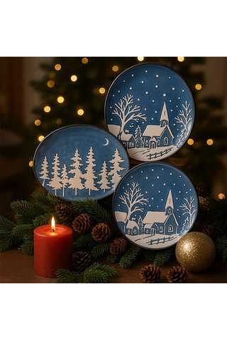 6 assiettes plates en grès - 26,5 cm