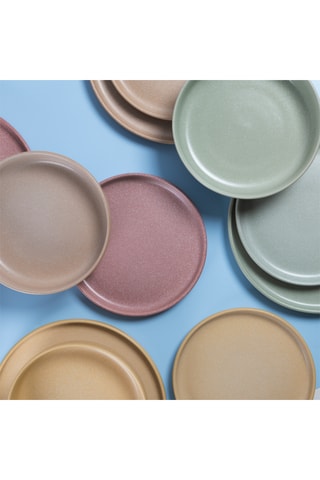 6 assiettes plates en grès - 27,2 cm