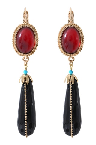 Boucles d'oreilles dorées à l'or fin Ultima Onyx et turquoise