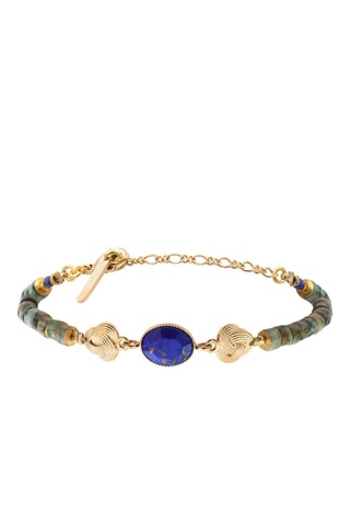 Bracelet doré à l'or jaune Asuka - Turquoises, lapis-lazulis et hématites