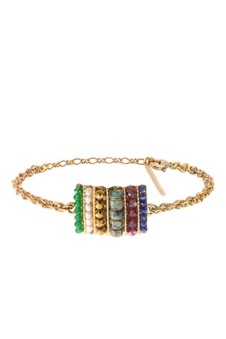 Bracelet doré à l'or jaune Asuka - turquoises, jaspes, grenats, perles d'eau douce et lapis-lazulis