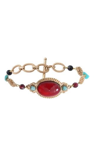 Bracelet Ultima - Doré à l'or fin, grenat, onyx et turquoise