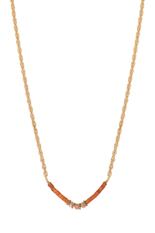 Collier doré à l’or fin jaune Asuka - Cornalines, pierre de soleil et hématites