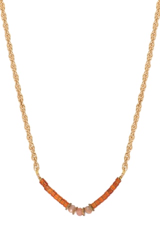 Collier doré à l’or fin jaune Asuka - Cornalines, pierre de soleil et hématites