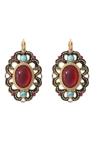 Boucles d’oreilles dorées à l’or fin jaune Ultima - Grenats, péridots et turquoises