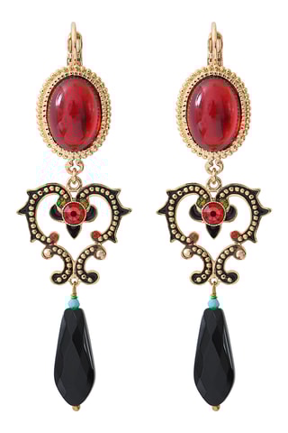 Boucles d’oreilles dorées à l’or fin jaune Ultima - Onyx, grenats, péridots et turquoises