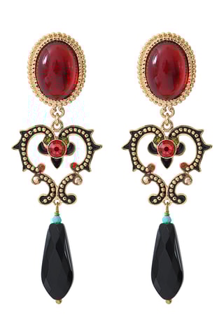 Boucles d'oreilles dorées à l’or fin jaune Ultima - Grenat, onyx, péridot et turquoise