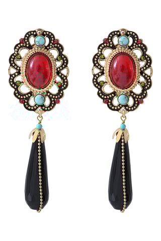 Boucles d'oreilles dorées à l’or fin jaune Ultima - Grenats, onyx, péridots et turquoises