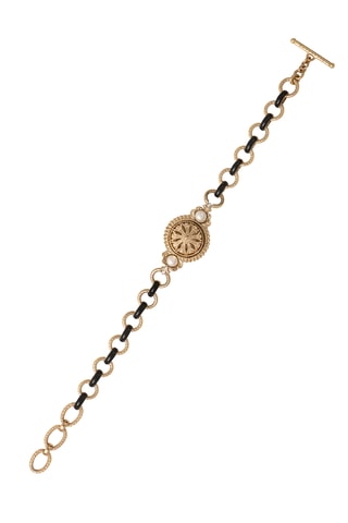 Bracelet doré à l’or fin jaune Ultima - Onyx et perles de culture d'eau douce