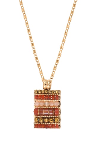 Collier doré à l’or fin jaune Asuka - Hématites, pierres de soleil, perles de culture d'eau douce et cornalines