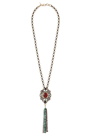 Collier Ultima - Onyx, turquoises, péridots et grenat