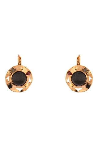 Boucles d’oreilles dorées à l’or fin Verone - Grenats, onyx et pyrites