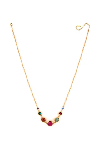 Collier doré à l’or jaune Verone - Jaspe, malachite, grenat, labradorite, aventurine, péridot, lapis-lazuli, jade et cornaline
