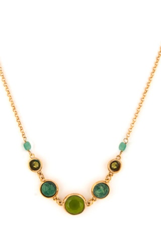 Collier doré à l’or jaune Verone - labradorite, jaspe, malachite, jade coréen, aventurine, jade et chrysocolle