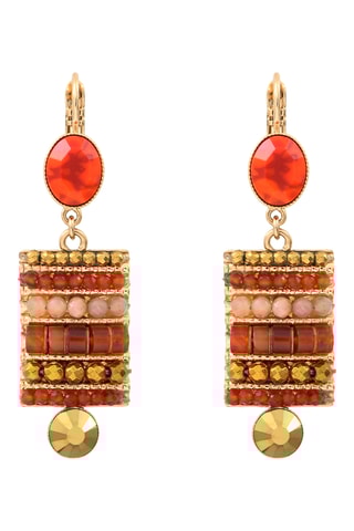 Boucles d’oreilles dorées à l’or fin jaune Asuka - Cornalines, pierres de soleil, perles de culture d'eau douce et hématites