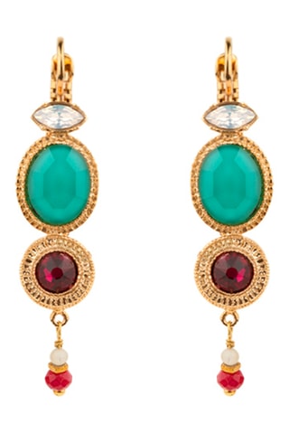 Boucles d’oreilles dorées à l'or fin jaune Fujita - Nacre, jades et hématites