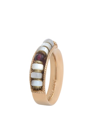 Bague dorée à l’or fin jaune Ninon - Nacre et grenat