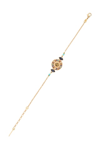Bracelet doré à l’or fin jaune Fujita - Perles japonaises, turquoises et hématites