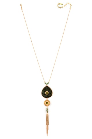 Collier doré à l’or fin jaune Fujita - Perles japonaises, jades et jaspes