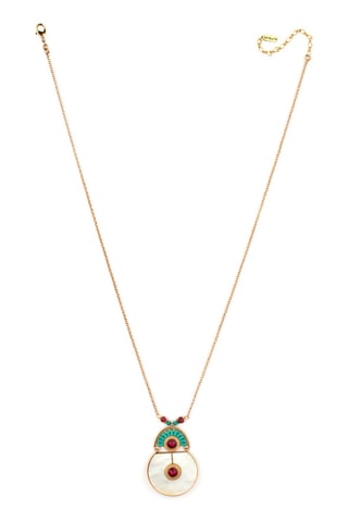 Collier doré à l’or fin jaune Fujita - Nacre, perles japonaises, jades, hématite, turquoises