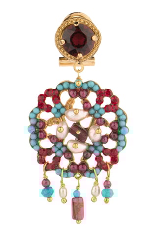 Boucles d’oreilles Gabriella - Perles de culture d'eau douce, grenat, jade et turquoise