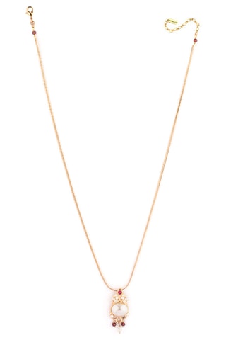 Collier doré à l'or fin jaune Linda - Perles de culture d'eau douce et grenat