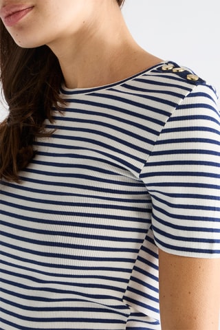 T-shirt - Ecru et bleu marine