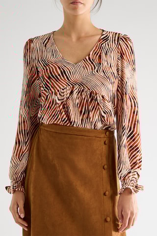 Blouse - Marron et écru