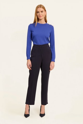 Pantalon taille haute - Bleu foncé