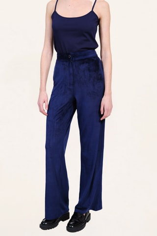 Pantalon en velours taille haute - Bleu marine