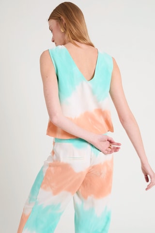 Top dip and dye - Turquoise et blanc