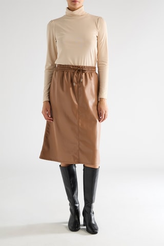 Jupe droite taille haute - Beige