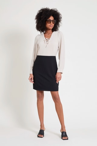 Robe trompe-l’œil - Beige et noir