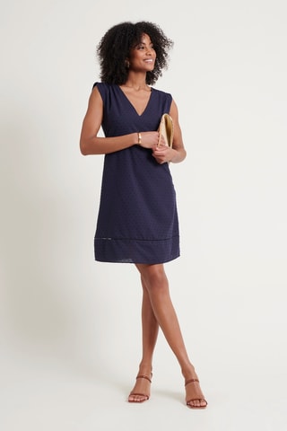 Robe droite plumetis - Bleu foncé