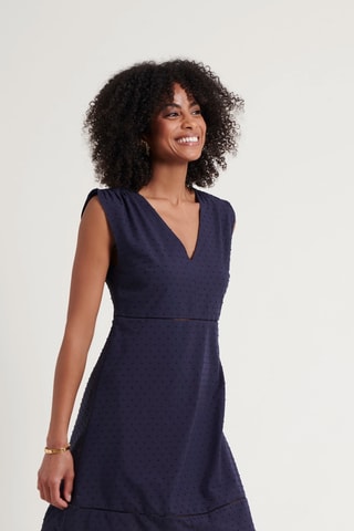 Robe droite plumetis - Bleu foncé