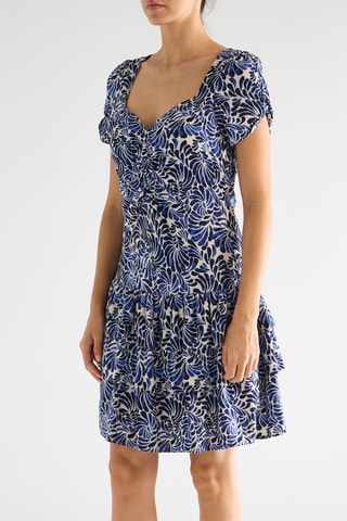 Robe volantée - Bleu et blanc