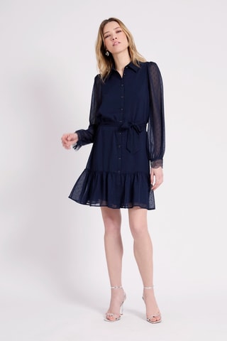 Robe chemise plumetis - Bleu marine