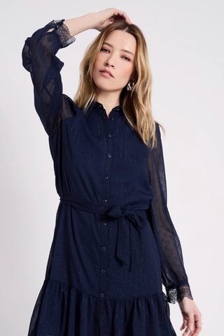Robe chemise plumetis - Bleu marine