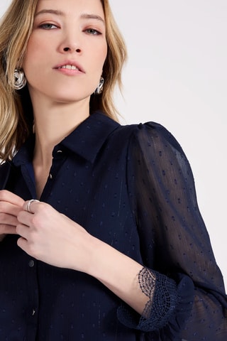 Robe chemise plumetis - Bleu marine
