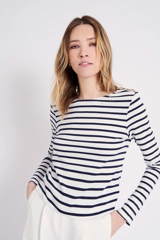 Top - Ecru et bleu marine