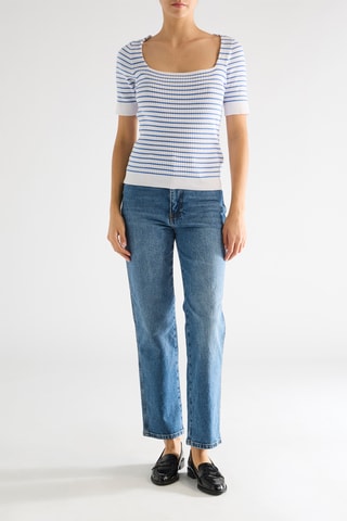 Top - Ecru et bleu cobalt