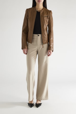 Veste en cuir d’agneau - Marron foncé