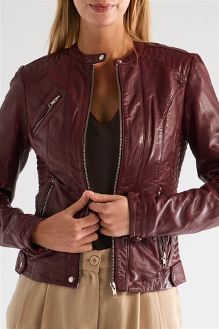 Veste en cuir d’agneau - Bordeaux