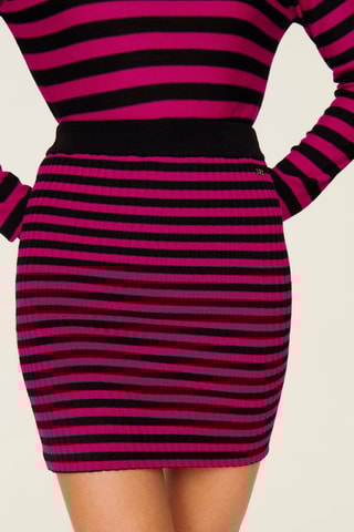 Minijupe en laine - Noir et fuchsia