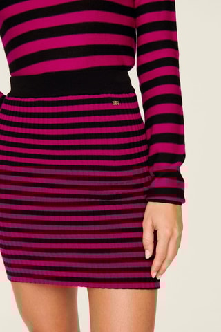 Minijupe en laine - Noir et fuchsia