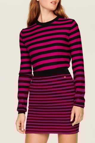 Minijupe en laine - Noir et fuchsia
